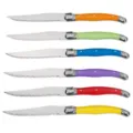 Set of 6 colorful Laguiole steak knives with stainless steel serrated blades and bee design. - 6Pcs/Set / Colorful Series