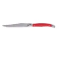 Laguiole stainless steel steak knife featuring a vibrant red handle and sharp serrated blade - 1 Piece / Red