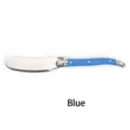 Cuchillo de mantequilla de acero inox con mango azul estilo Laguiole para queso - 1 cuchillo de mantequilla azul