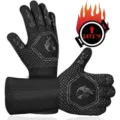 Heat resistant BBQ gloves, silicone non-slip oven mitts for grilling and cooking securely. - New Black Center Torch