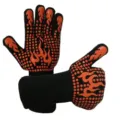 High temperature resistant BBQ grilling gloves, silicone anti-scald kitchen baking oven gloves. - New Orange Flame One Size