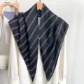 Elegant black and white striped triangle scarf for women, chic neckerchief styling accessory - 87*130CM / Black Stripe