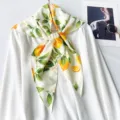 Elegante bufanda de seda con estampado de limón para accesorios y pañuelos de verano - 87*130CM / Amarillo