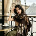 Elegant vintage leopard print scarf shawl for women in a premium old money style - Coffee / 88*188cm