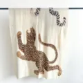 Elegant cream scarf featuring a large artistic leopard print graphic design shawl - Off White / 88*188cm