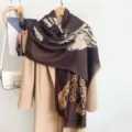 Elegante chal con estampado de leopardo marrón oscuro para mujer estilo vintage retro - Café / 88*188cm
