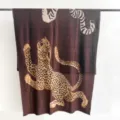 Elegant high-quality leopard print scarf shawl in dark brown featuring a stylized cheetah - Coffee / 88*188cm