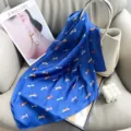 Elegant blue silk square scarf with colorful cartoon dog patterns for a stylish look - 65*65 / Sapphire Blue