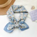 Blaues Baumwoll-Halstuch mit Blumenmuster für sommerlichen Sonnenschutz und Kopfbedeckung - MBFJ36 Stil / Blaues Blumenmuster