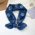Pañuelo bandana de algodón azul con estampado de cachemira vintage y lazo nudo. - Pañuelo Cuadrado Pequeño Cachemira Vintage (MBFJ41) / Azul