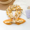 Gelber Vintage-Baumwoll-Viereckschal mit Blumenmuster für Halsdeko und Sonnenschutz - MBFJ36 Stil / Gelb Blumig