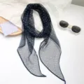 Pañuelo largo retro de lunares para vacaciones de verano, tela transparente para estilo elegante. - Lunar Negro