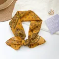 Pañuelo de algodón paisley amarillo retro, lazo decorativo anudado con estilo - 65*65cm / Amarillo
