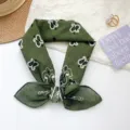 Bandana de algodón con estampado paisley verde oscuro vintage para estilismo de verano - Pañuelo Cuadrado Pequeño Cachemira Vintage (MBFJ41) / Verde