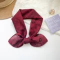 Elegante pañuelo de algodón color vino con estampado de cachemira anudado en lazo - 65*65cm / Rojo