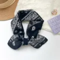Pañuelo cuadrado de algodón con estampado de cachemira vintage americano en negro y blanco - 65*65cm / Negro