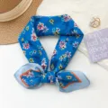 Stylish blue floral print cotton scarf for summer sun protection and decorative neck wear - 65x65cm / Blue