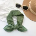 Vintage green 100% cotton polka dot headscarf for women stylish summer neckerchief - MBFJ05 / 65x65cm / Green