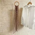 Pañuelo de gasa de lunares marrones para mujer accesorio suave ligero y elegante - 150cm / Lunares Caramelo