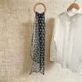 Pañuelo de seda de gasa con lunares blancos y negros para la moda de verano - 150cm / Lunar Negro