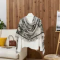Elegant floral print cotton linen scarf shawl for summer sun protection and fashion styling - Light Green / 180x85cm