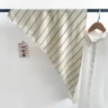 Vintage blue striped triangular silk scarf neck accessory for women summer thin style - Triangle Scarf (TBSJJ72) / 87x130cm / Beige Striped