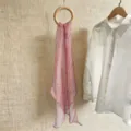 Eleganter rot-weiß karierter Chiffon-Langschal für Sommer-Haar- und Hals-Accessoires - 150cm / Rot Hahnentritt
