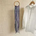 Marineblauer und weiß gestreifter Chiffon-Schal, eleganter leichter Damenhals Schal - 150cm / Dunkelblau Kette