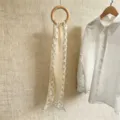 Eleganter gestreifter Chiffon-Schalschal für den Sommer in Beige mit Blumendetails. - 150cm / Khaki-spitze
