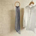Marineblauer Chiffon-Schal mit Blumenmuster, dünnes Halstuch für Damen - 150cm / Marineblaues Sternenmuster