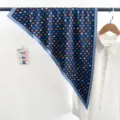 Élégant foulard triangle en soie bleue à motifs pour femme accessoire de style chic - Foulard Triangle (TBSJJ84) / 87x130cm / Géométrique Abstrait Marine