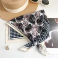 Elegante katoenen vierkante sjaal met paisley- en houndstooth-patroon voor haar en nek - Roze (MBFJ25) / 65*65cm