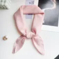 Sweet pink polka dot silk scarf hair band lightweight neck accessory for women - 65*65cm / Pink