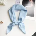 Elegant light blue polka dot square scarf neckerchief for women fashion hair band - 65*65cm / Sky Blue