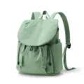 Lightweight light green leisure backpack with drawstring flap closure and side pockets - Green
