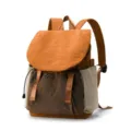 Lightweight multi-color travel backpack with orange and brown nylon patchwork design - Brown
