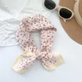 Vintage floral 100% cotton neck scarf featuring paisley pattern and a cream border - MBFJ03 / 65x65cm / Beige