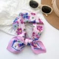 Vintage floral 100% cotton square neck scarf bandana for women in pink and blue - Vintage Floral Style (MBFJ09) / 65x65cm / Pink
