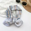 Retro bohemian paisley cotton square scarf tied in a bow with stylish summer accessories - Paisley Polka Dot Style (MBFJ10) / 65x65cm / Gray