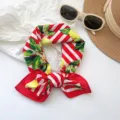 Vintage red and white striped cotton neck scarf with vibrant yellow lemon print design - Lemon Print (MBFJ12) / 65x65cm / Red