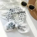 Retro 100% cotton polka dot and floral print small square neck scarf for women - Polka Dot Print (MBFJ14) / 65x65cm / White
