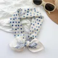 Retro blue polka dot 100% cotton scarf headband perfect for summer vacation styling - Polka Dot Print (MBFJ14) / 65x65cm / Blue