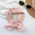 Pink cotton paisley bandana scarf for women tied in a charming bow shape - MBFJ17 / 65x65cm / Pink