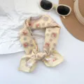 Retro yellow cotton small square neckerchief with floral pattern for summer style - MBFJ17 / 65x65cm / Yellow