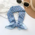 Premium blue vintage 100% cotton square neckerchief featuring an abstract dot pattern - Irregular Dots (MBFJ19) / 65x65cm / Blue