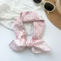 Pink floral print 100% cotton square scarf headband for women's summer fashion styling - Pink Floral (MBFJ20) / 65x65cm / Pink