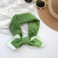 Green floral 100% cotton square scarf vintage bandana for women spring and summer - MBFJ26 Style / 65x65cm / Green