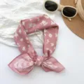Retro pink floral 100% cotton square neckerchief scarf tied in a bow for spring and summer - Small Square Scarf (MBFJ28) / 65x65cm / Lotus Pink