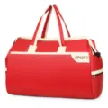 Large capacity red travel duffel bag for sports and fitness with sport logo print - 48x33x22cm / Burgundy
