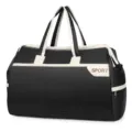 Large capacity black and white travel duffel bag with SPORT print for gym and business - 48x33x22cm / Black